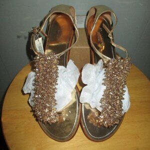 AQUAZZURA Gold Beaded Sandals NWT